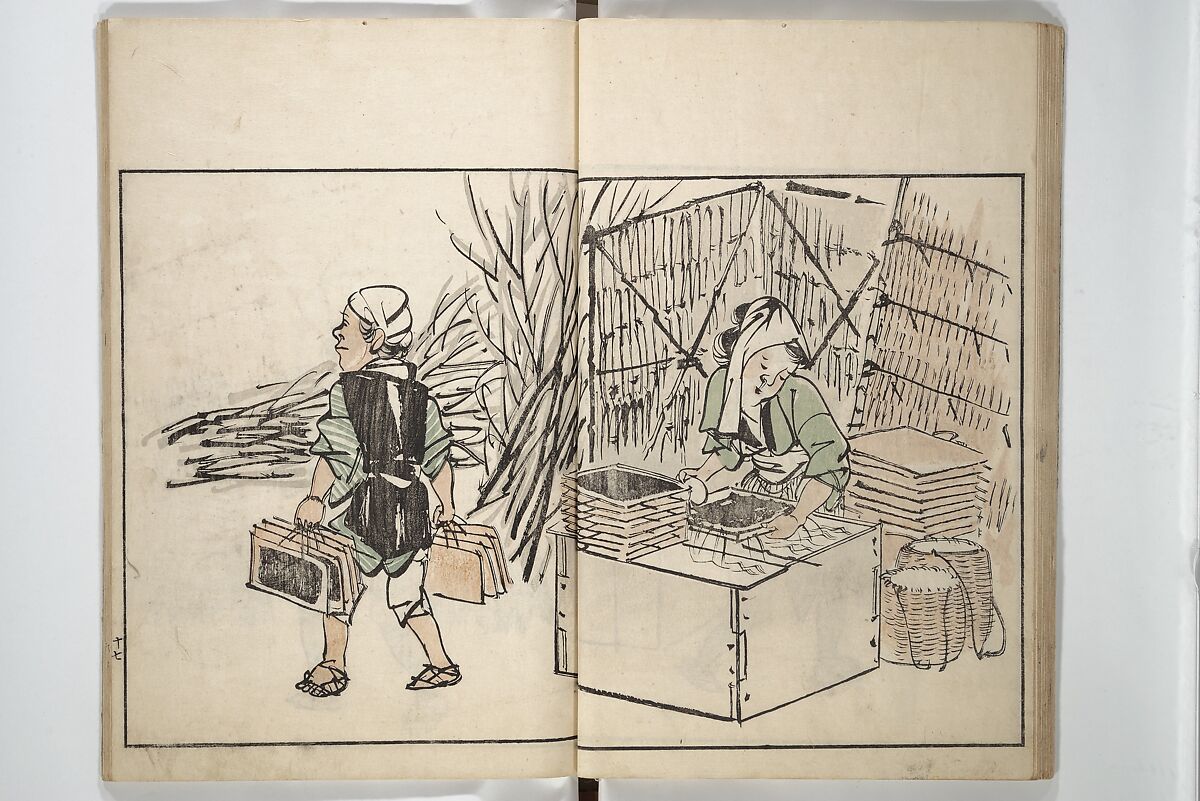 Customs of the Eastern Capital (Edo) (Azuma no teburi) あづまの手ぶり, Onishi Chinnen 大西椿年 (Japanese, 1792–1851), Woodblock printed book; ink and color with hand-coloring (?) on paper, Japan