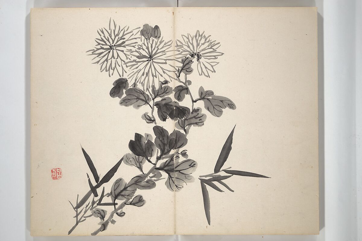 Chinzan Picture Album (Chinzan-ō gafu) 椿山翁畫譜, Tsubaki Chinzan 椿椿山 (Japanese, 1801–1854), Accordion album; ink and color on paper, Japan