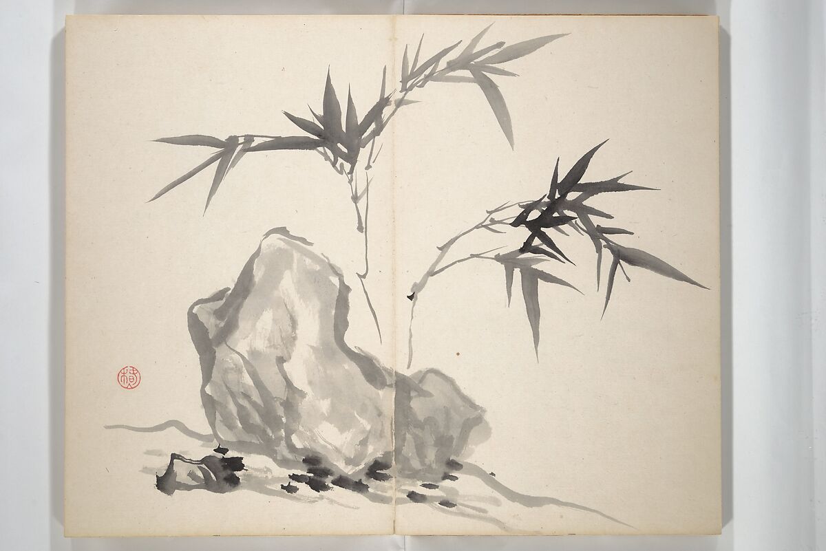 Chinzan Picture Album (Chinzan-ō gafu) 椿山翁畫譜, Tsubaki Chinzan 椿椿山 (Japanese, 1801–1854), Accordion album; ink and color on paper, Japan