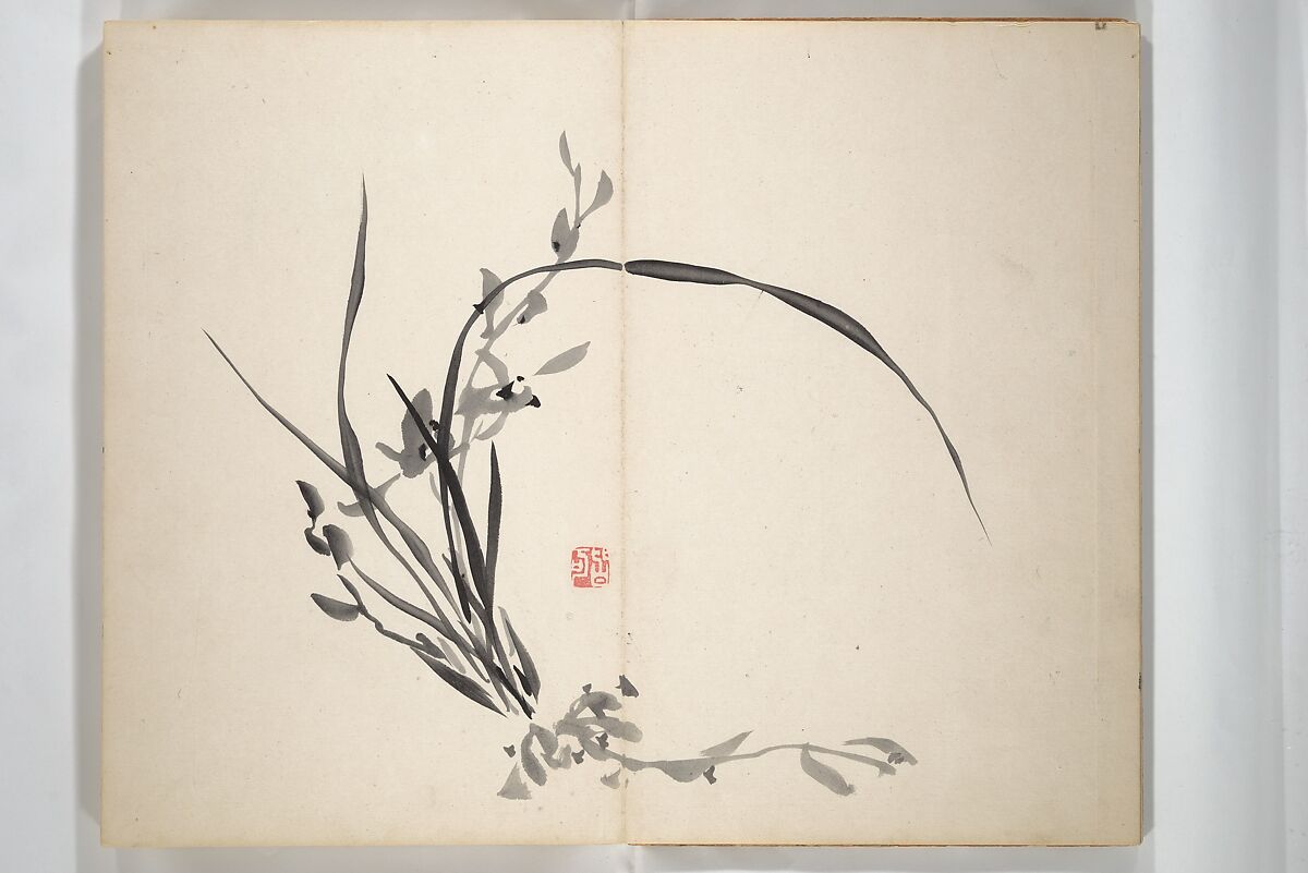 Chinzan Picture Album (Chinzan-ō gafu) 椿山翁畫譜, Tsubaki Chinzan 椿椿山 (Japanese, 1801–1854), Accordion album; ink and color on paper, Japan
