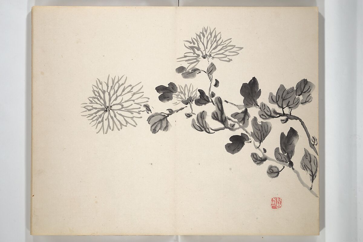 Chinzan Picture Album (Chinzan-ō gafu) 椿山翁畫譜, Tsubaki Chinzan 椿椿山 (Japanese, 1801–1854), Accordion album; ink and color on paper, Japan
