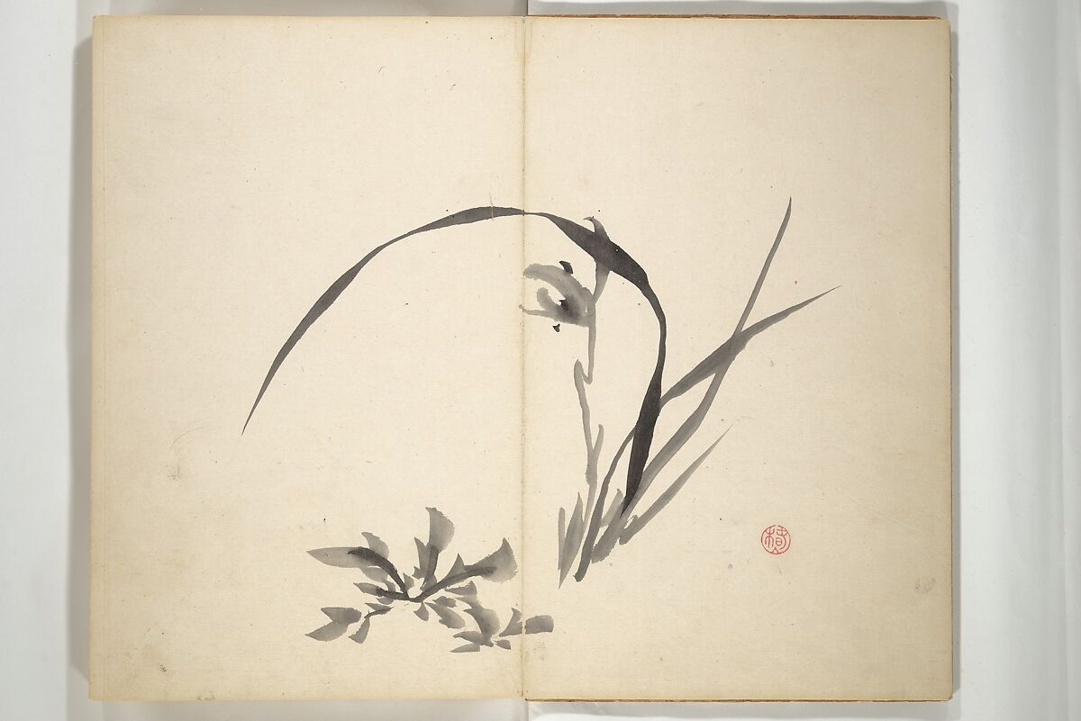 Chinzan Picture Album (Chinzan-ō gafu) 椿山翁畫譜, Tsubaki Chinzan 椿椿山 (Japanese, 1801–1854), Accordion album; ink and color on paper, Japan