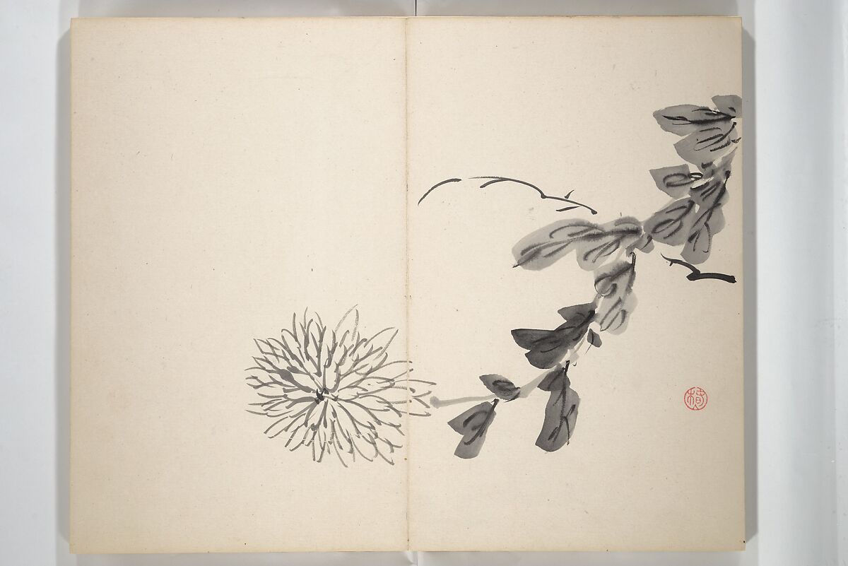 Chinzan Picture Album (Chinzan-ō gafu) 椿山翁畫譜, Tsubaki Chinzan 椿椿山 (Japanese, 1801–1854), Accordion album; ink and color on paper, Japan