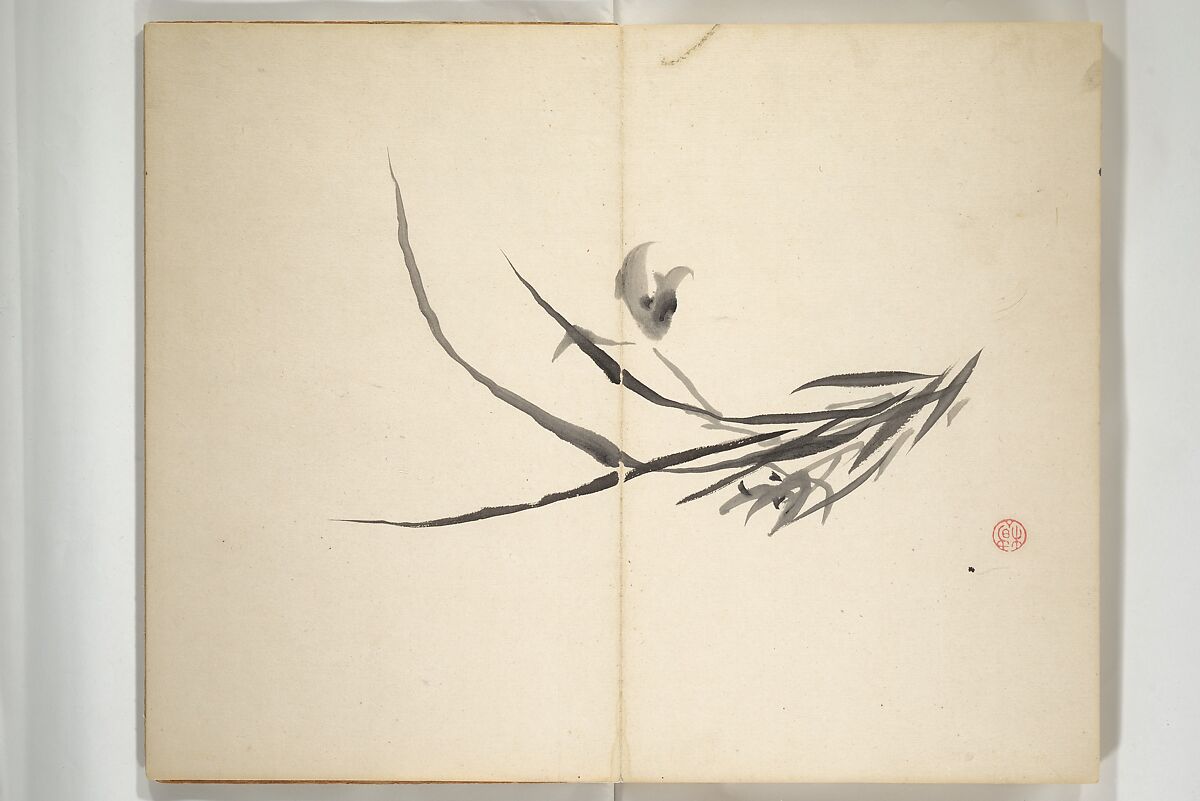 Chinzan Picture Album (Chinzan-ō gafu) 椿山翁畫譜, Tsubaki Chinzan 椿椿山 (Japanese, 1801–1854), Accordion album; ink and color on paper, Japan