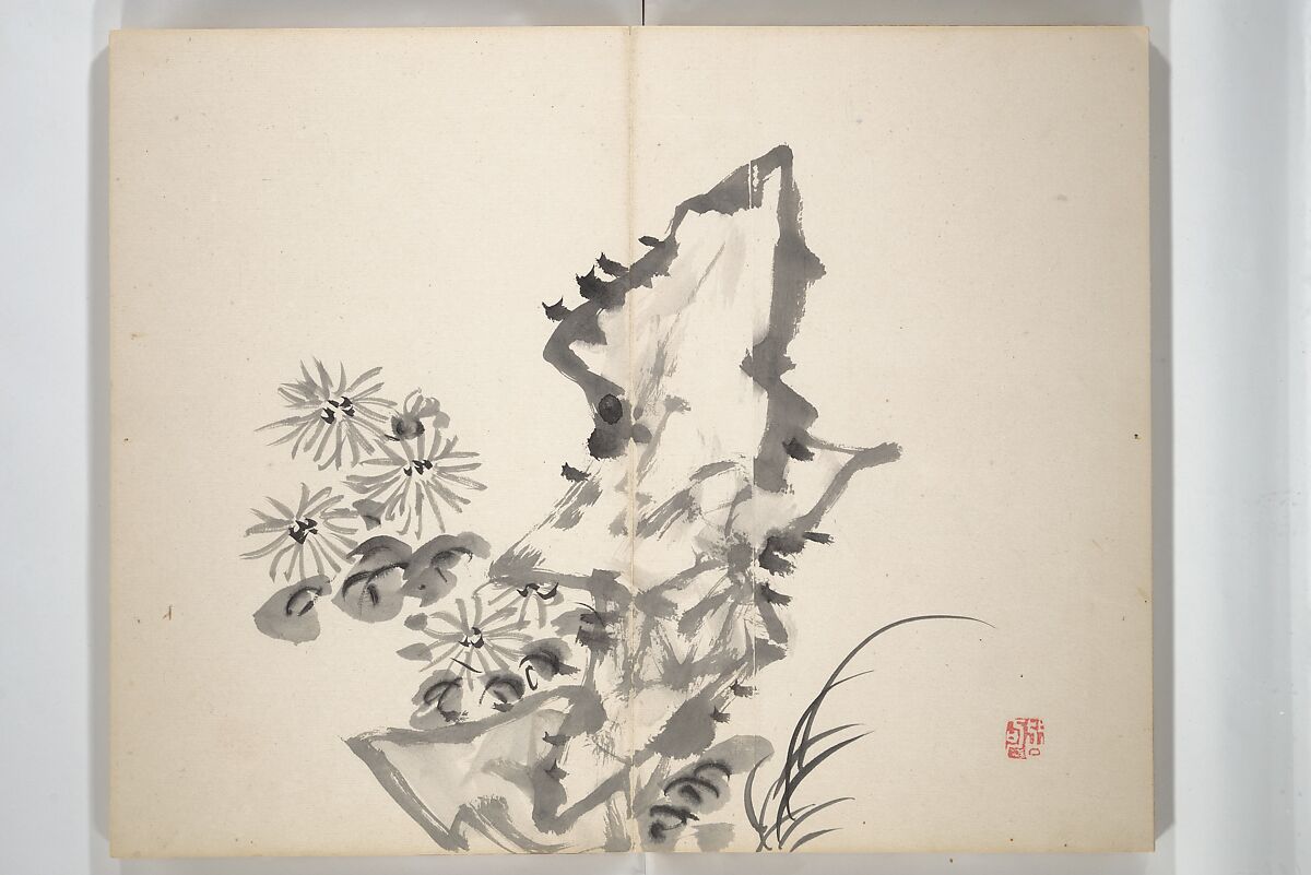 Chinzan Picture Album (Chinzan-ō gafu) 椿山翁畫譜, Tsubaki Chinzan 椿椿山 (Japanese, 1801–1854), Accordion album; ink and color on paper, Japan
