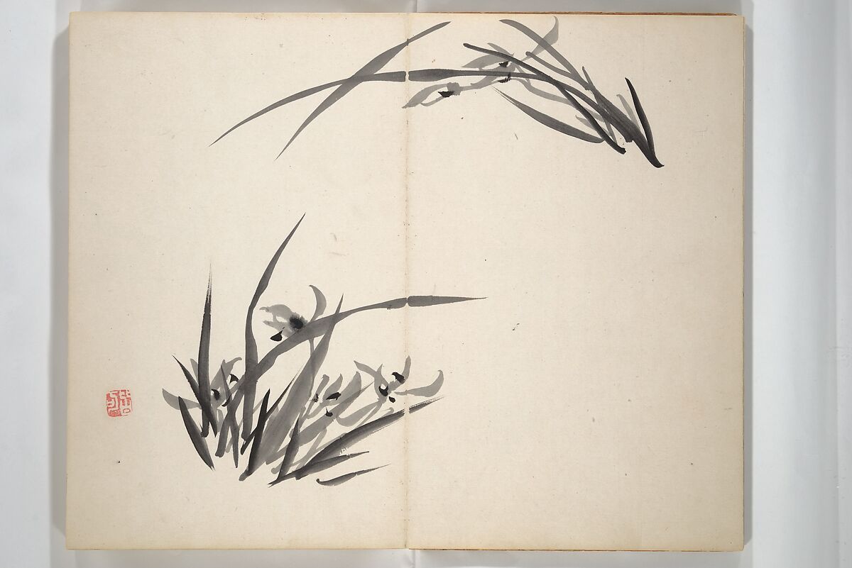Chinzan Picture Album (Chinzan-ō gafu) 椿山翁畫譜, Tsubaki Chinzan 椿椿山 (Japanese, 1801–1854), Accordion album; ink and color on paper, Japan