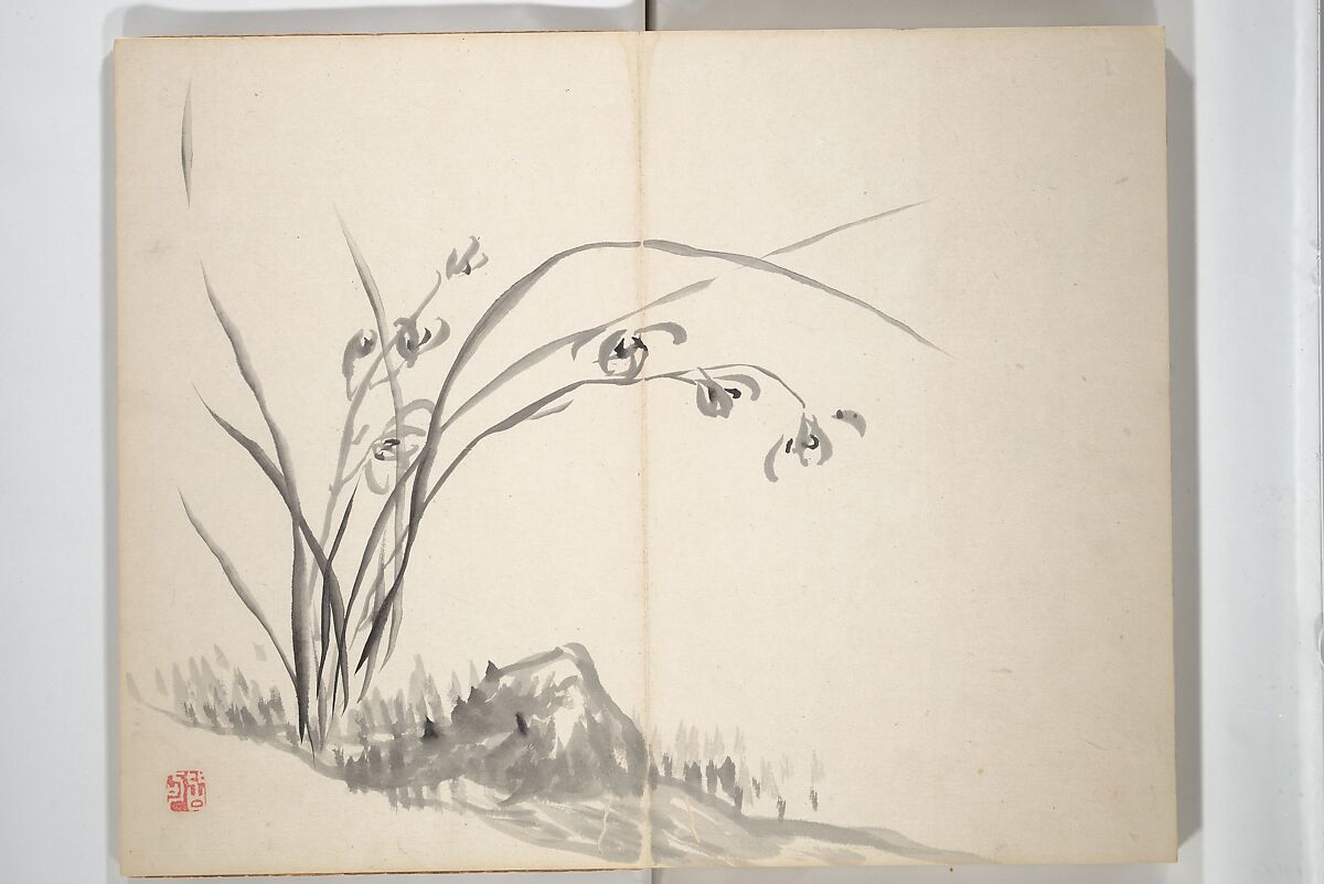 Chinzan Picture Album (Chinzan-ō gafu) 椿山翁畫譜, Tsubaki Chinzan 椿椿山 (Japanese, 1801–1854), Accordion album; ink and color on paper, Japan