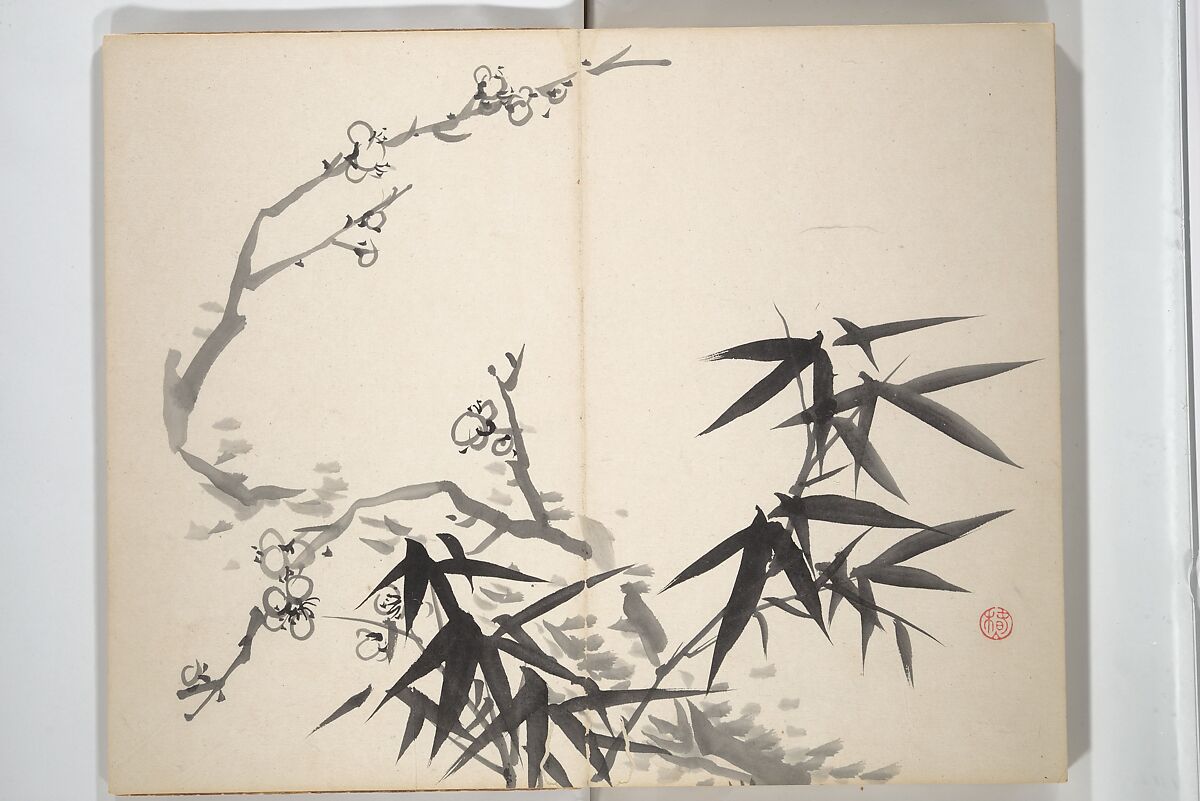 Chinzan Picture Album (Chinzan-ō gafu) 椿山翁畫譜, Tsubaki Chinzan 椿椿山 (Japanese, 1801–1854), Accordion album; ink and color on paper, Japan