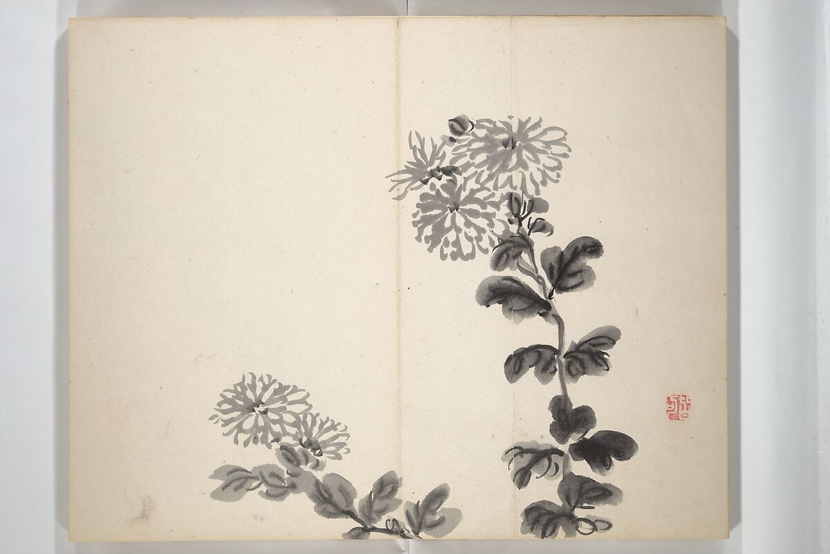 Chinzan Picture Album (Chinzan-ō gafu) 椿山翁畫譜, Tsubaki Chinzan 椿椿山 (Japanese, 1801–1854), Accordion album; ink and color on paper, Japan