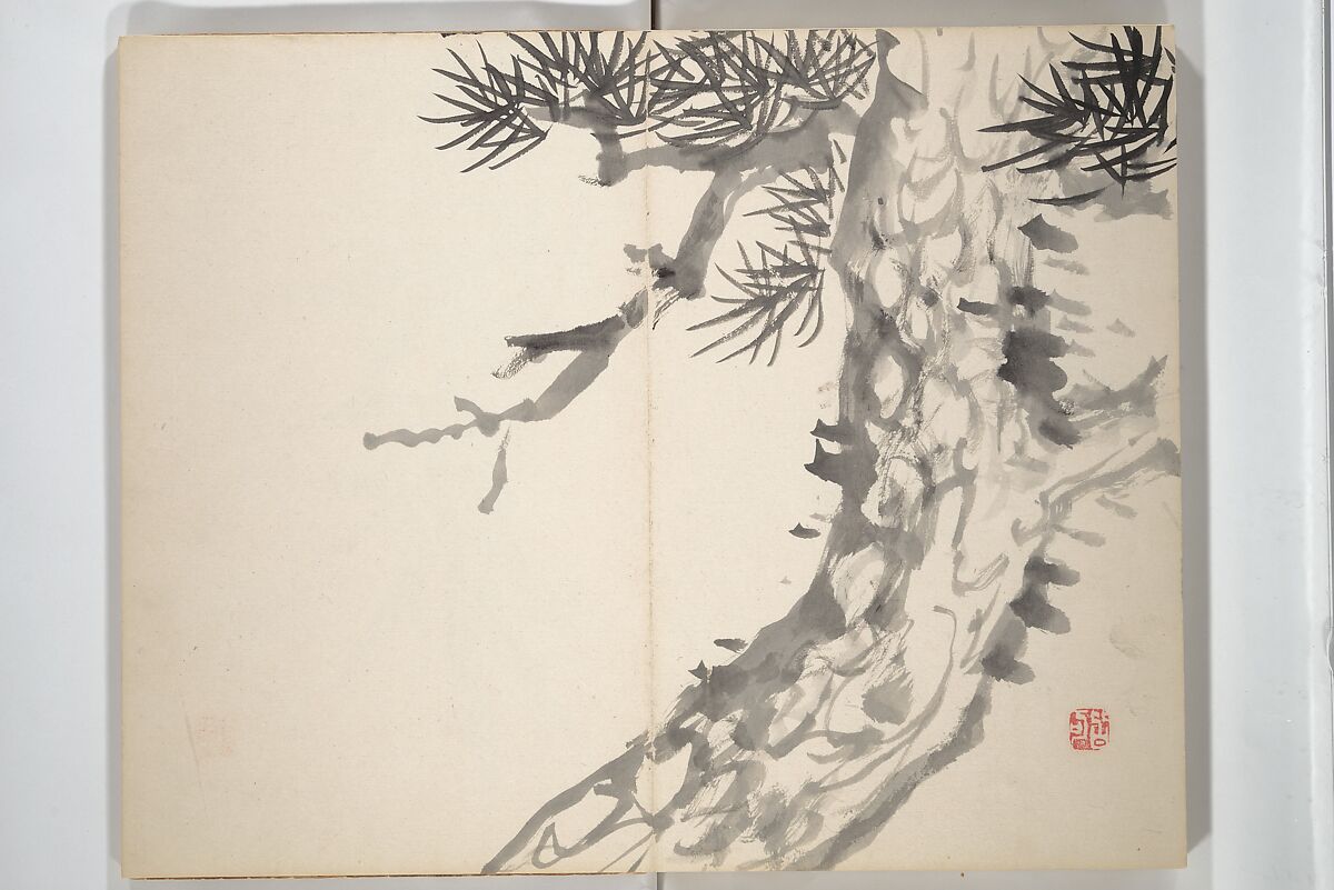 Chinzan Picture Album (Chinzan-ō gafu) 椿山翁畫譜, Tsubaki Chinzan 椿椿山 (Japanese, 1801–1854), Accordion album; ink and color on paper, Japan