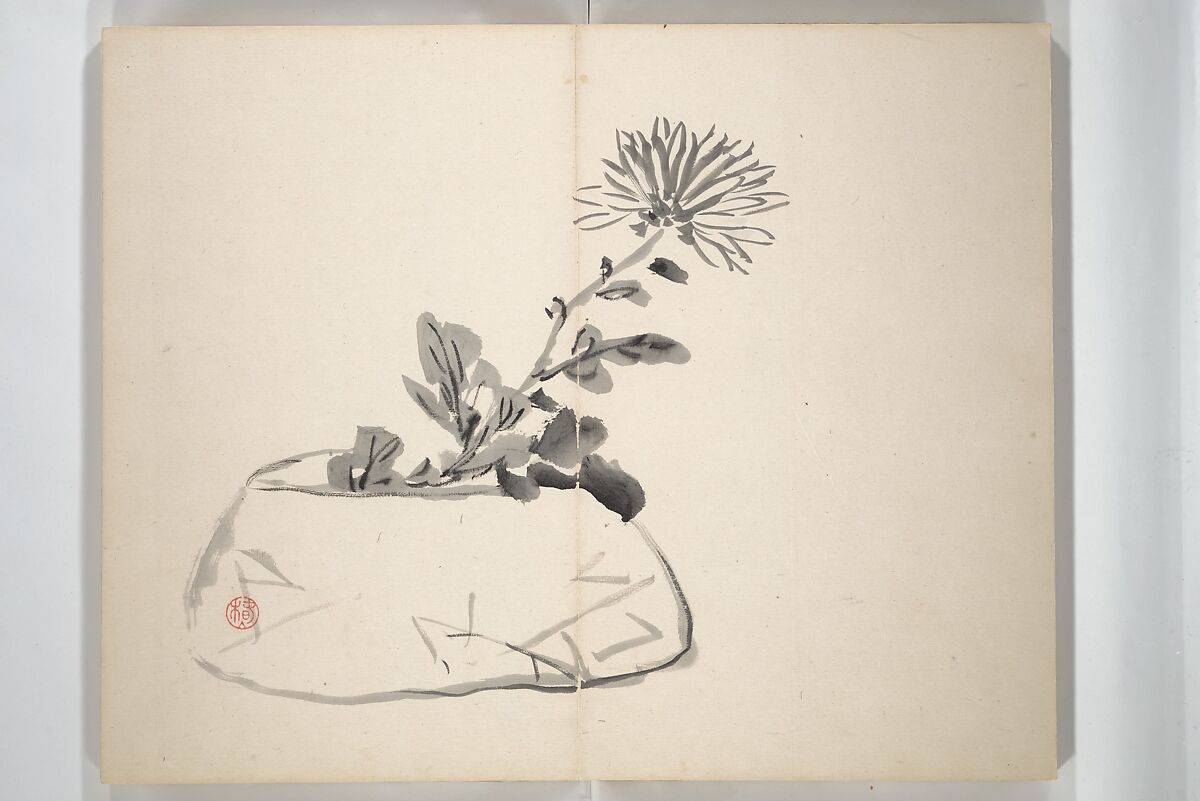 Chinzan Picture Album (Chinzan-ō gafu) 椿山翁畫譜, Tsubaki Chinzan 椿椿山 (Japanese, 1801–1854), Accordion album; ink and color on paper, Japan