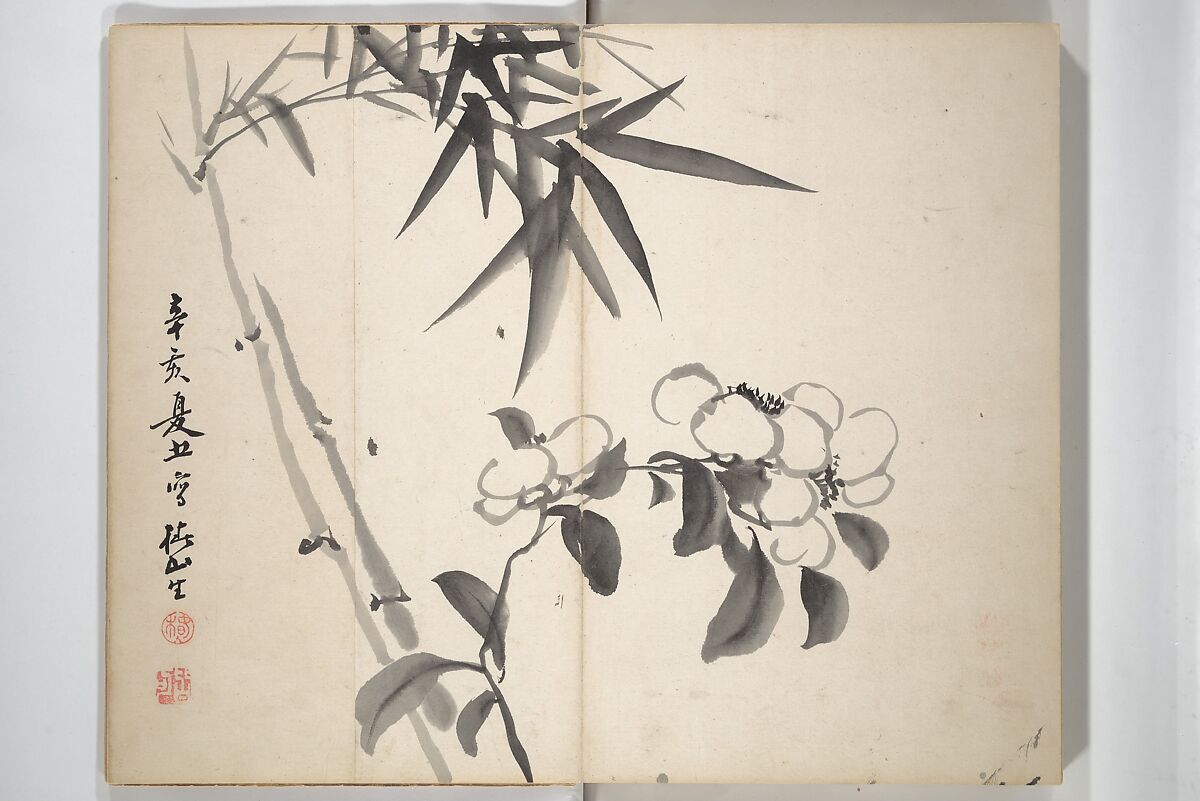 Chinzan Picture Album (Chinzan-ō gafu) 椿山翁畫譜, Tsubaki Chinzan 椿椿山 (Japanese, 1801–1854), Accordion album; ink and color on paper, Japan