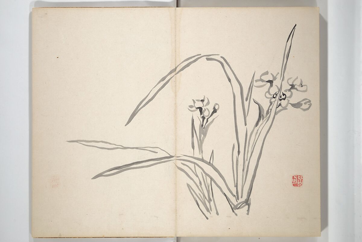 Chinzan Picture Album (Chinzan-ō gafu) 椿山翁畫譜, Tsubaki Chinzan 椿椿山 (Japanese, 1801–1854), Accordion album; ink and color on paper, Japan