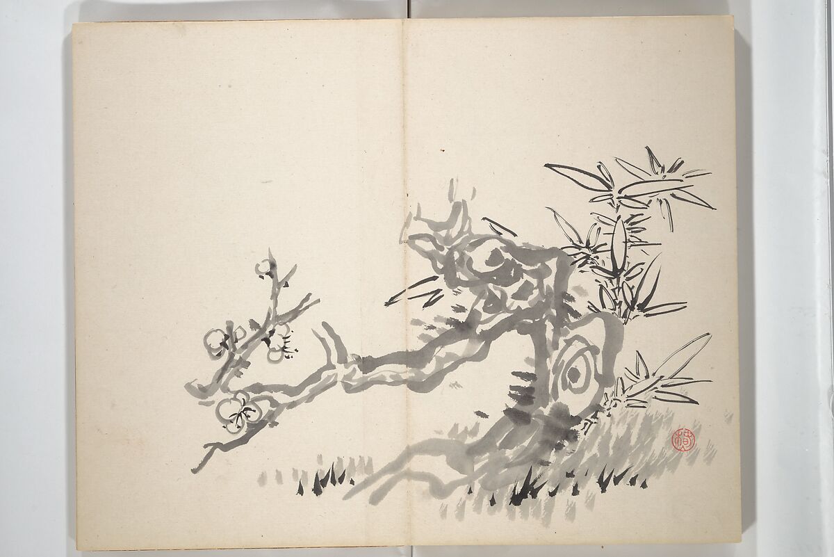 Chinzan Picture Album (Chinzan-ō gafu) 椿山翁畫譜, Tsubaki Chinzan 椿椿山 (Japanese, 1801–1854), Accordion album; ink and color on paper, Japan