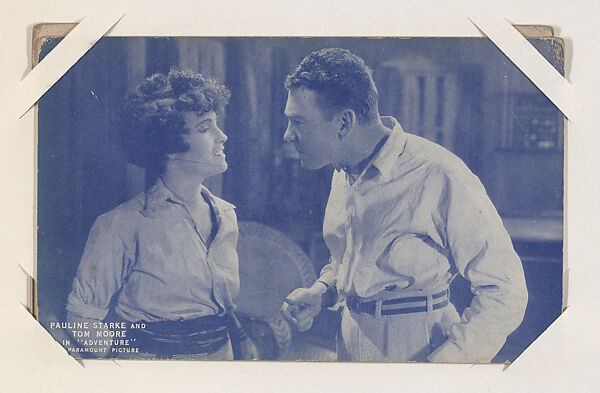 Pauline Starke and Tom Moore in "Adventure" from Scenes from Movies Exhibit Cards series (W404), Commercial color photolithograph 