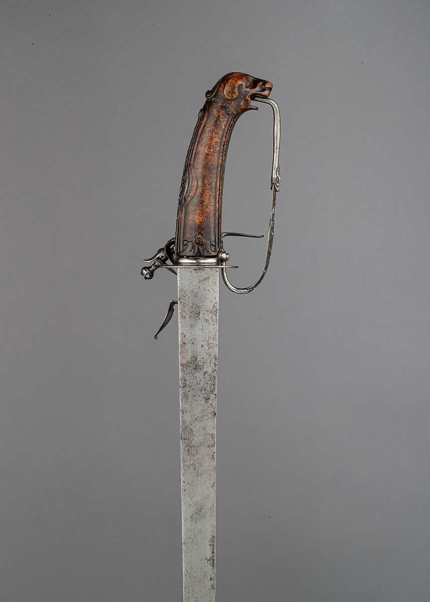 Combination Flintlock Pistol and Sword, Attributed to Johannes Andreas Niefind (German, 1674–1731), Steel, wood, German, Saxony
