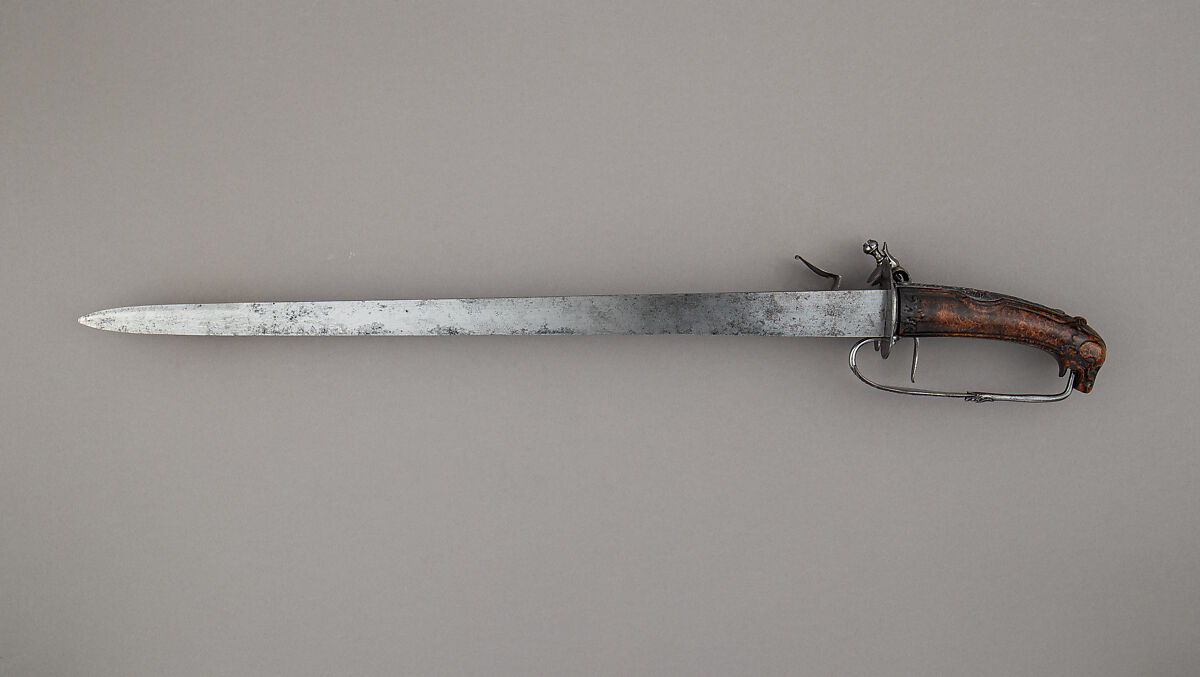 Combination Flintlock Pistol and Sword, Attributed to Johannes Andreas Niefind (German, 1674–1731), Steel, wood, German, Saxony
