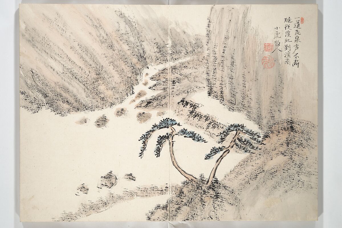 Album of Marvelous Landscapes (Kikanchō), Painting by Tanomura Chokunyū (Japanese, 1814–1907), Accordion album; ink and color on paper, Japan