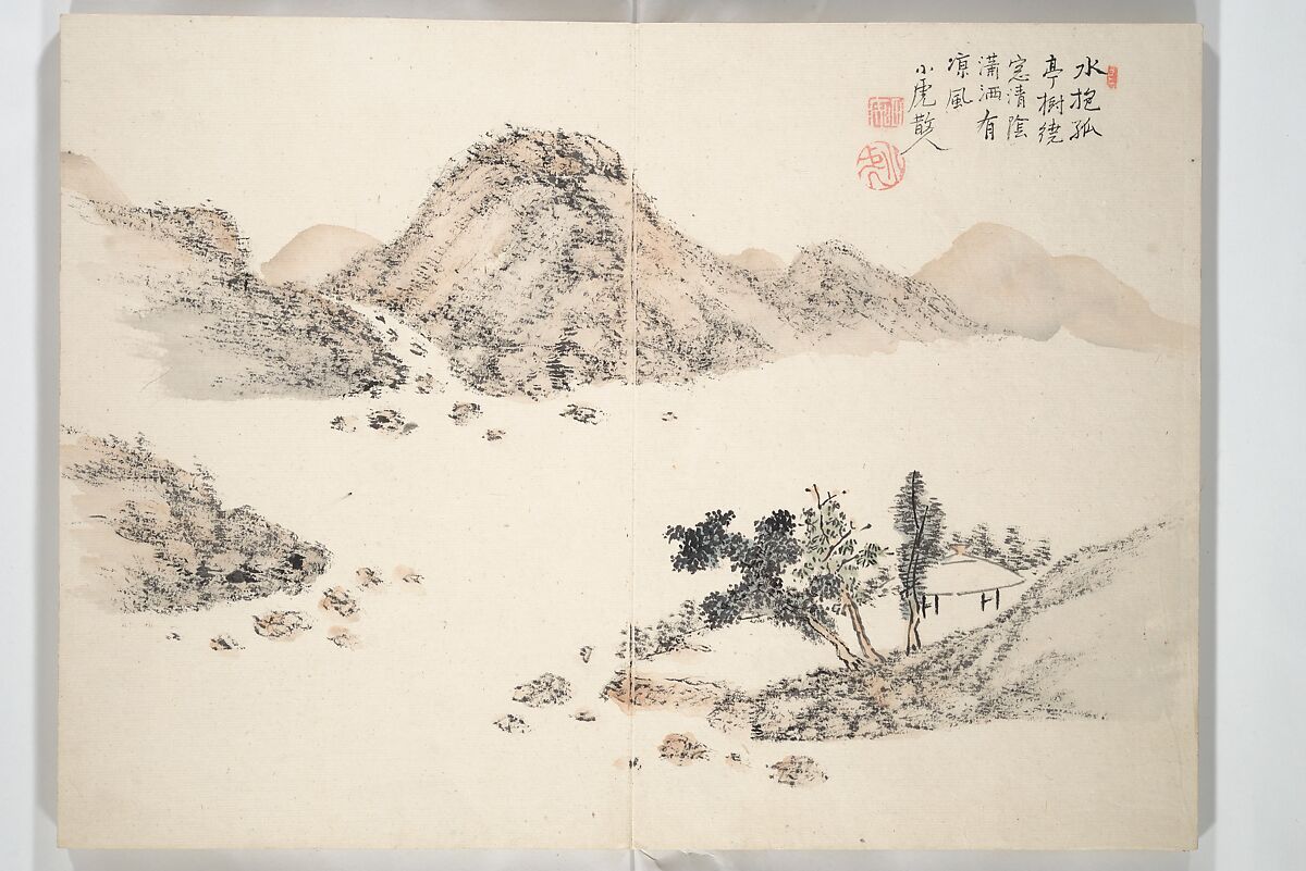 Album of Marvelous Landscapes (Kikanchō), Painting by Tanomura Chokunyū (Japanese, 1814–1907), Accordion album; ink and color on paper, Japan