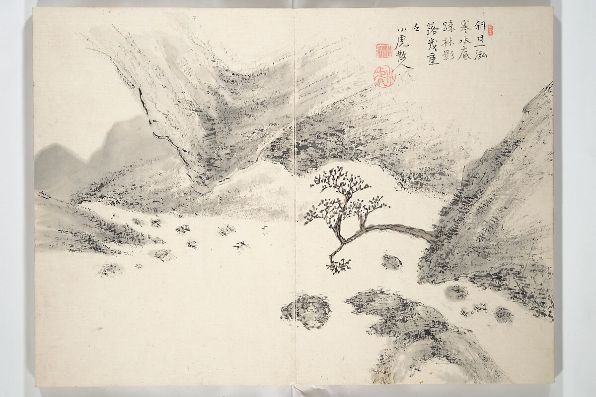 Album of Marvelous Landscapes (Kikanchō), Painting by Tanomura Chokunyū (Japanese, 1814–1907), Accordion album; ink and color on paper, Japan