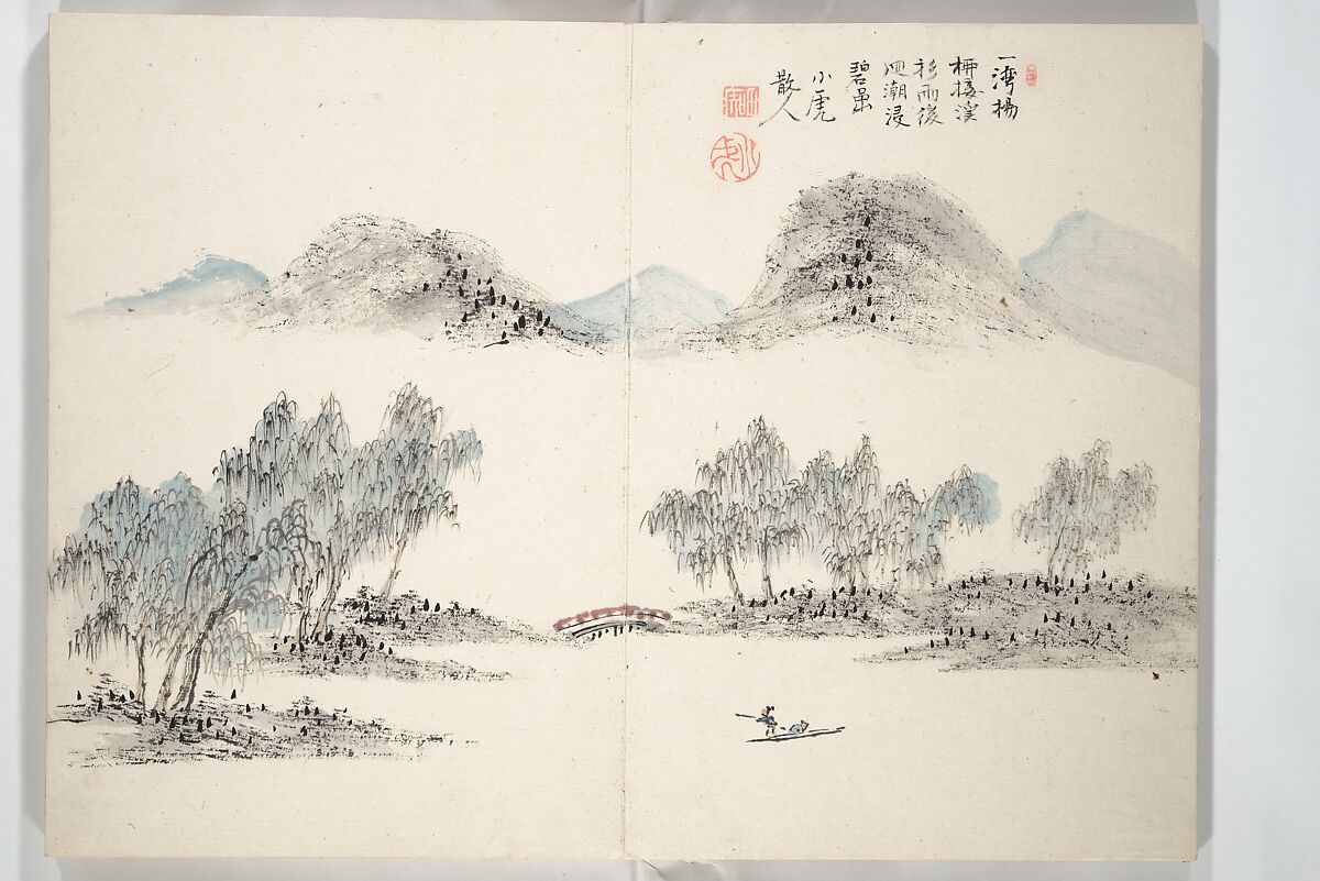 Album of Marvelous Landscapes (Kikanchō), Painting by Tanomura Chokunyū (Japanese, 1814–1907), Accordion album; ink and color on paper, Japan
