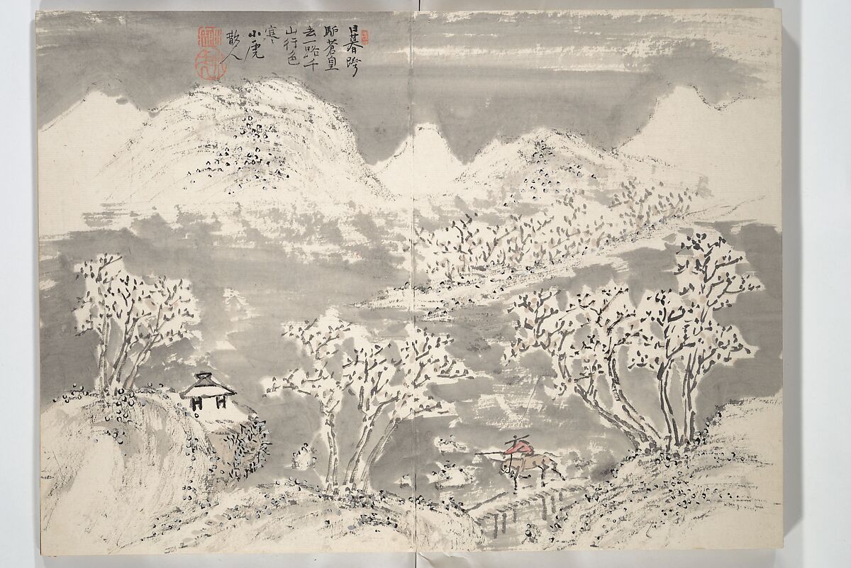 Album of Marvelous Landscapes (Kikanchō), Painting by Tanomura Chokunyū (Japanese, 1814–1907), Accordion album; ink and color on paper, Japan