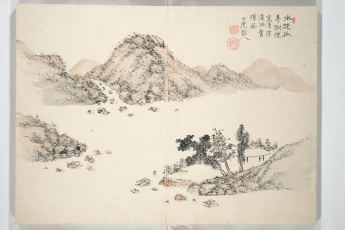 Album of Twelve Nanga-style Landscapes (Kikanchō) 奇観幀, Tanomura Chokunyū 田能村直入 (Japanese, 1814–1907), Accordion album; ink and color on paper, Japan 