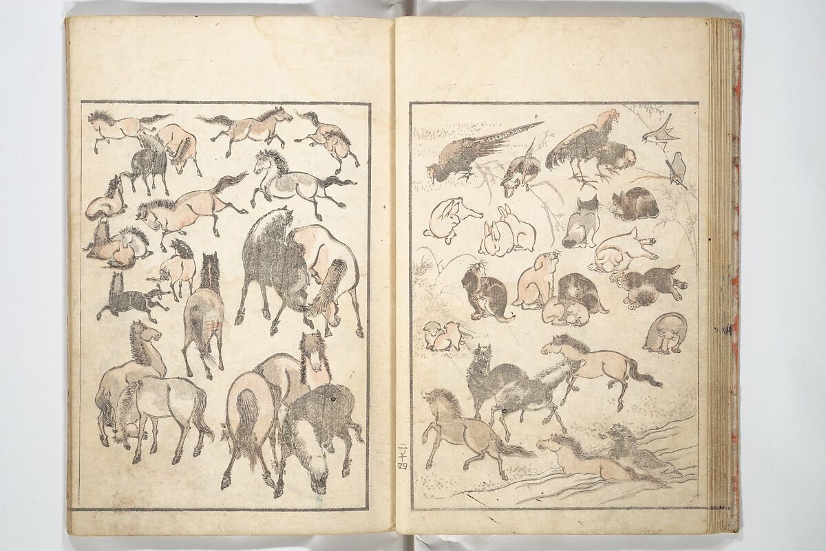 Picture Album of the Floating World (Ukiyo efu) 浮世画譜, Keisai Eisen 渓斎英泉 (Japanese, 1790–1848), Set of three woodblock printed books; ink and color on paper, Japan