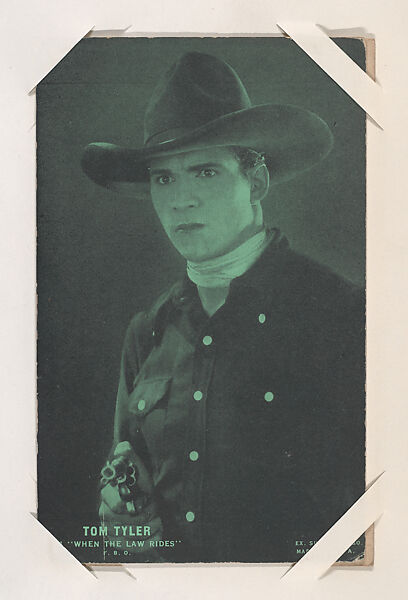 Tom Tyler in "When the Law Rides" from Western Stars or Scenes Exhibit Cards series (W412), Exhibit Supply Company, Commercial color photolithograph 