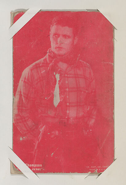 Fred Thompson in "Jesse James" from Western Stars or Scenes Exhibit Cards series (W412), Exhibit Supply Company, Commercial color photolithograph 