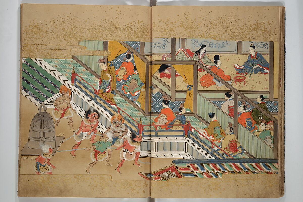 The Fujiwara Chapter (Fujiwara no maki) 藤原の巻, Book; ink, color, gold paint, and gold-flecks on paper (Nara ehon), Japan