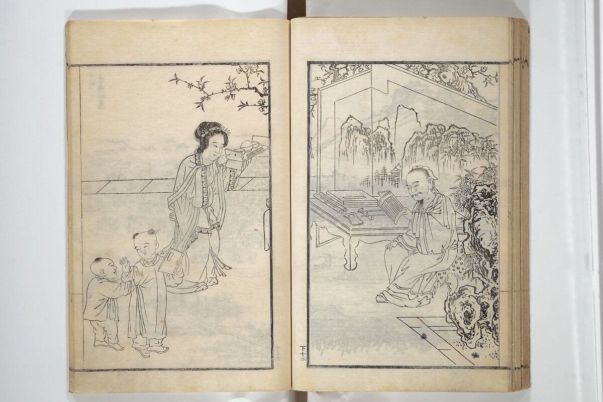 Drawings by the Drunken Fuyō (Gazu sui Fuyō) 画図酔芙蓉, Suzuki Fuyō 鈴木芙蓉 (Japanese, 1749–1816), Set of three woodblock printed books bound as a single volume; ink on paper, Japan