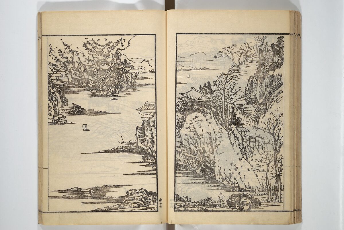 Drawings by the Drunken Fuyō (Gazu sui Fuyō) 画図酔芙蓉, Suzuki Fuyō 鈴木芙蓉 (Japanese, 1749–1816), Set of three woodblock printed books bound as a single volume; ink on paper, Japan