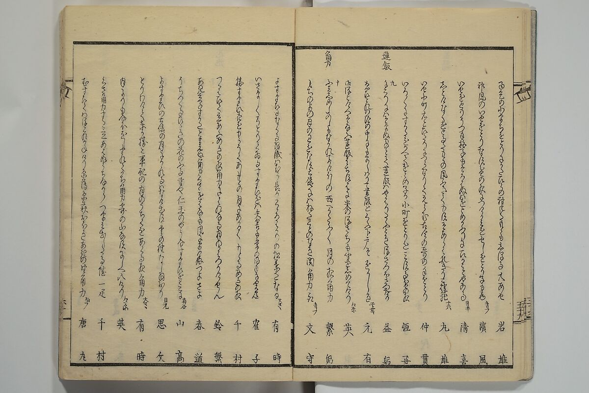 Collection of Kyōka Verse with Portraits of Poets in Famous Numerical Groupings (Kyōka meisū gazō shū) 狂歌名数画像集, Yashima Gakutei 八島岳亭 (Japanese, 1786?–1868), Set of three woodblock printed books; ink and color on paper, Japan