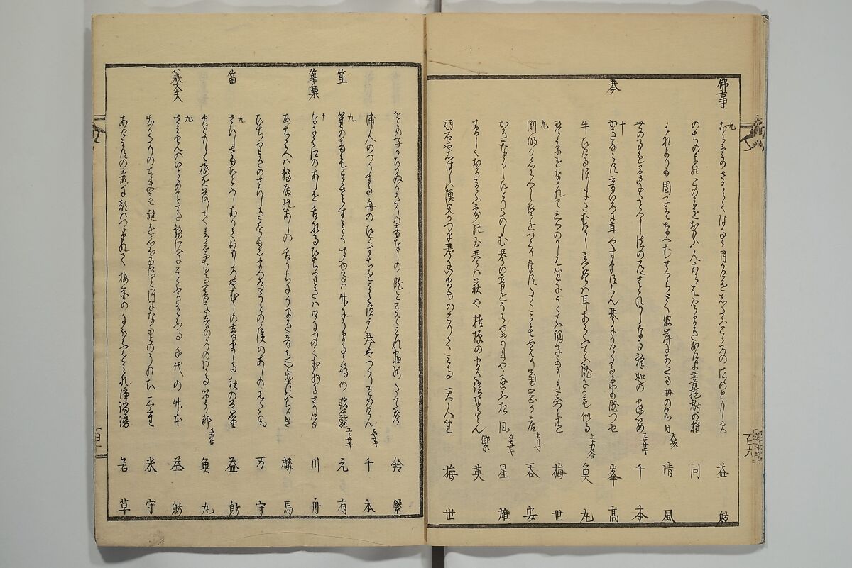 Collection of Kyōka Verse with Portraits of Poets in Famous Numerical Groupings (Kyōka meisū gazō shū) 狂歌名数画像集, Yashima Gakutei 八島岳亭 (Japanese, 1786?–1868), Set of three woodblock printed books; ink and color on paper, Japan