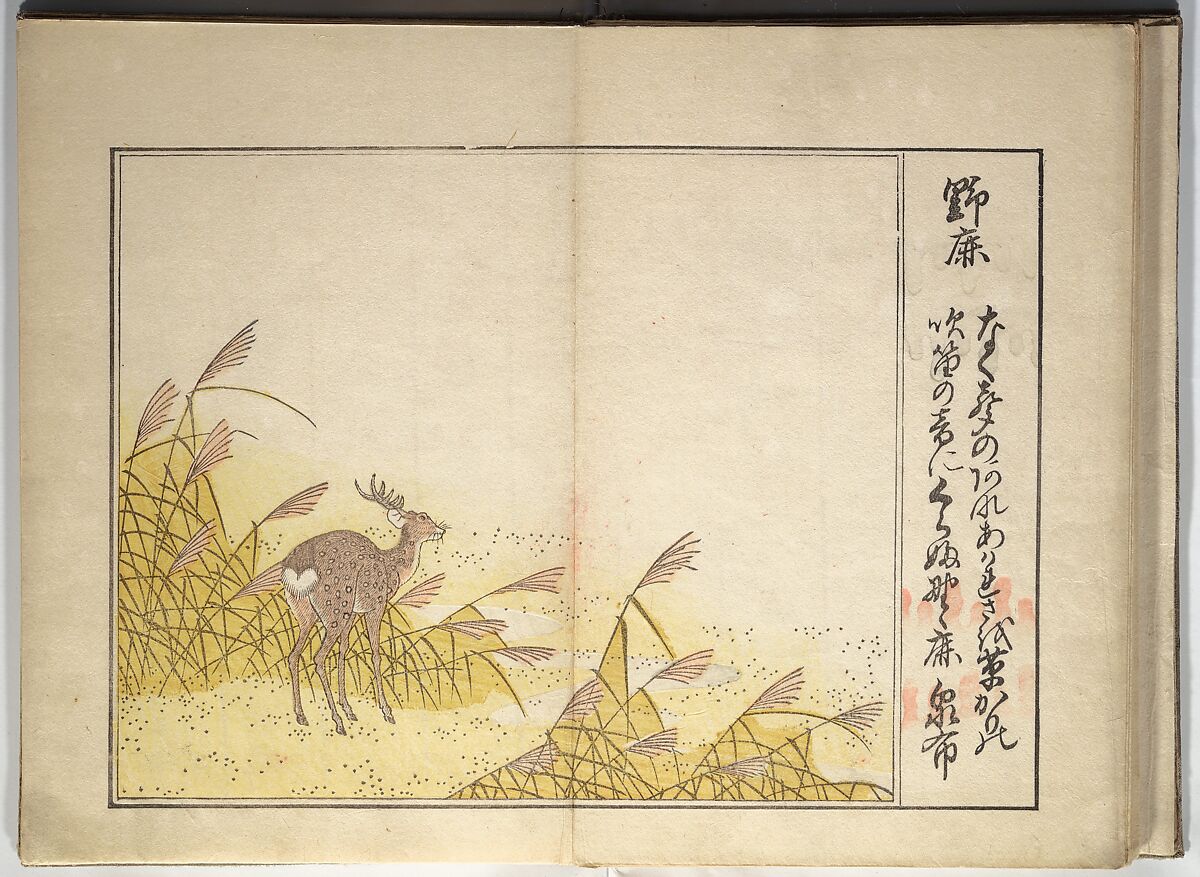 Collection of Thirty-six Kyōka Poems (Roku roku kyōka sen) 六々狂歌撰, Fukuchi Hakuei 福智白瑛 (Japanese, active early 19th century), Woodblock printed book; ink and color on paper, Japan
