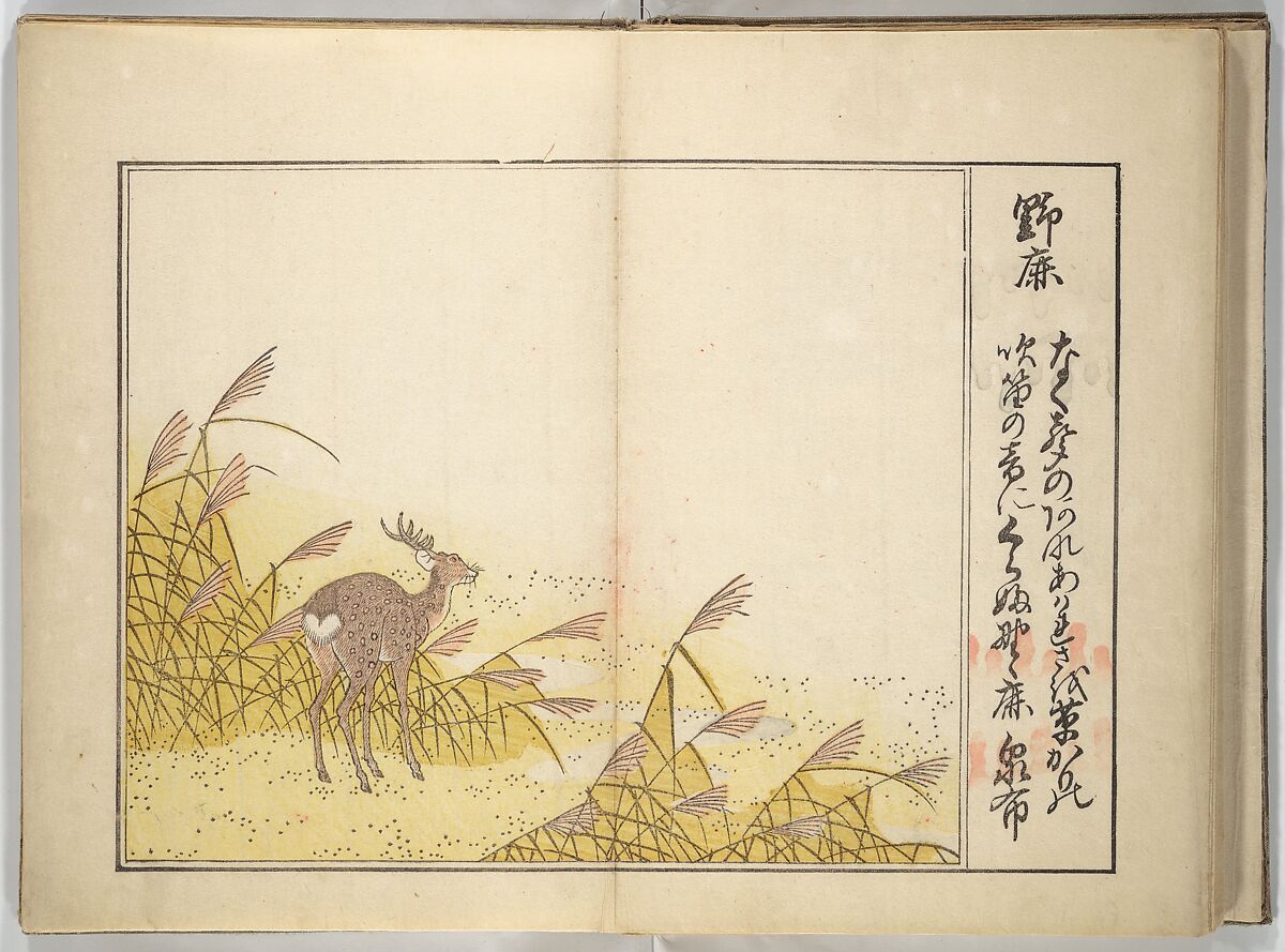 Collection of Thirty-six Kyōka Poems (Roku roku kyōka sen) 六々狂歌撰, Fukuchi Hakuei 福智白瑛 (Japanese, active early 19th century), Woodblock printed book; ink and color on paper, Japan