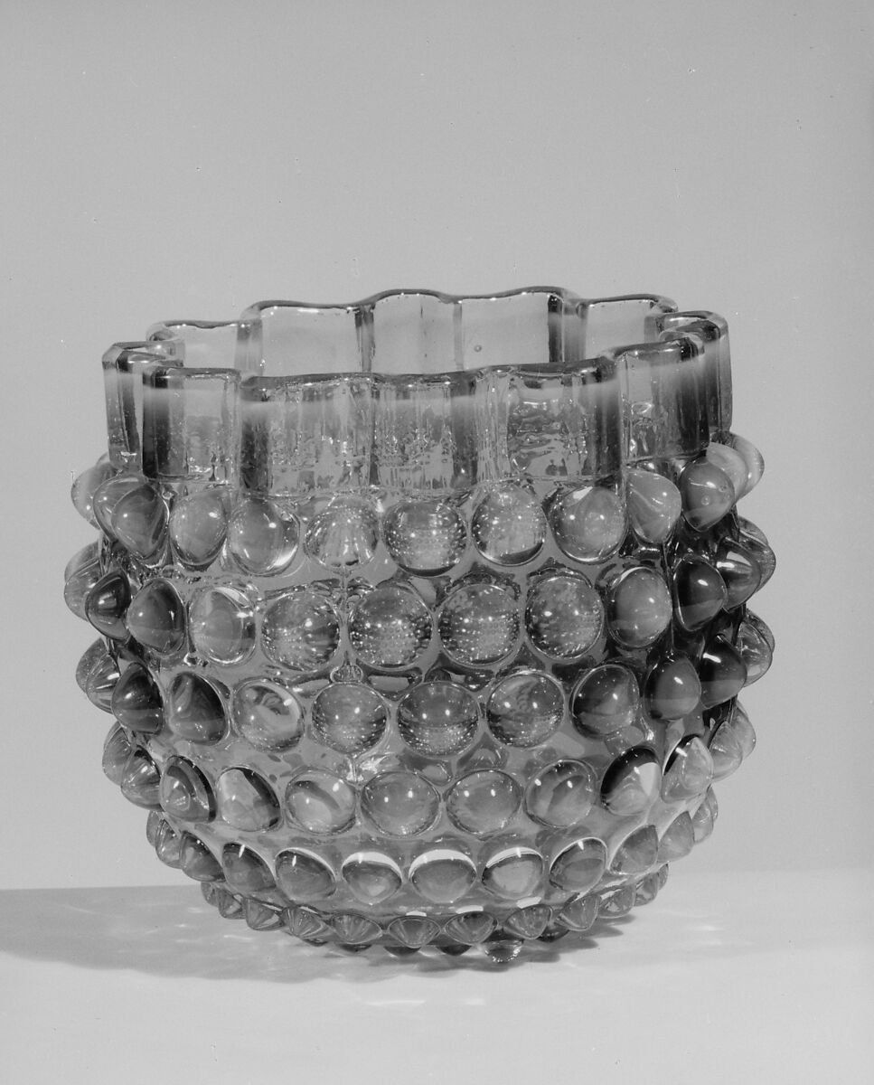 Hobnail Spooner, Probably Hobbs, Brockunier and Company (1863–1891), Pressed cranberry and opalescent glass, American 