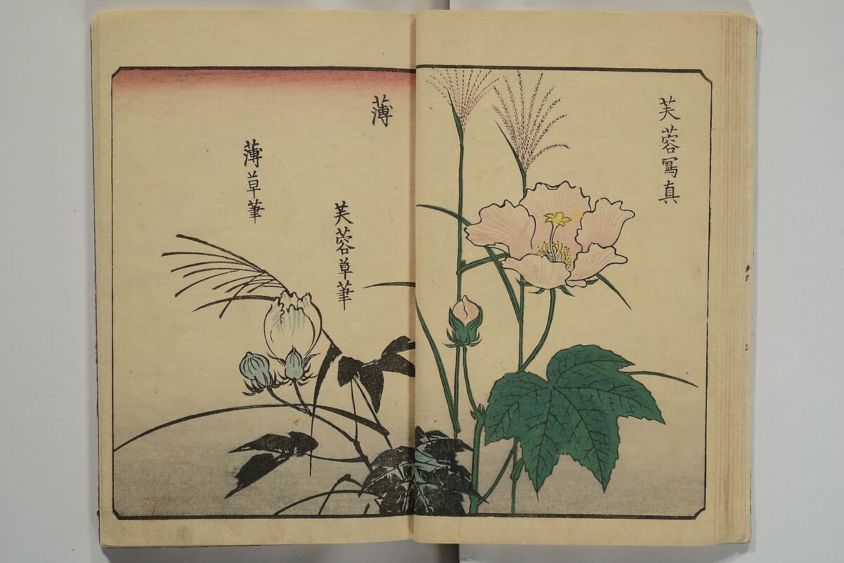 Picture Book for the Practice of Drawing (Ehon tebikigusa) 絵本手引草, Utagawa Hiroshige 歌川広重 (Japanese, Tokyo (Edo) 1797–1858 Tokyo (Edo)), Woodblock printed book; ink and color on paper, Japan