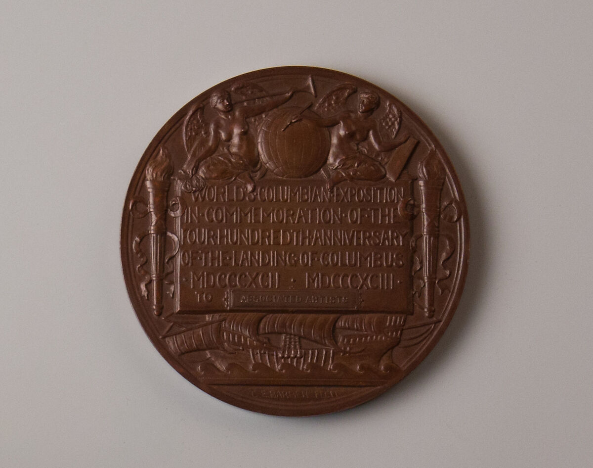 World’s Columbian Exposition Commemorative Presentation Medal, Augustus Saint-Gaudens (American, Dublin 1848–1907 Cornish, New Hampshire), Bronze, American