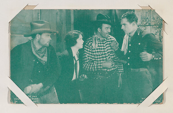 Tom Tyler and Eugenia Gilbert in "Wild to Go" from Western Stars or Scenes Exhibit Cards series (W412), Exhibit Supply Company, Commercial color photolithograph 