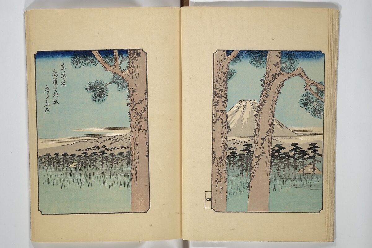 One Hundred Views of Mount Fuji (Fujimi hyakuzu) 富士見百図, Utagawa Hiroshige 歌川広重 (Japanese, Tokyo (Edo) 1797–1858 Tokyo (Edo)), Woodblock printed book; ink and color on paper, Japan