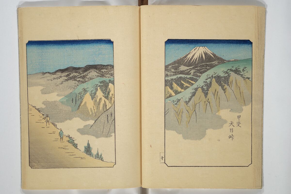 One Hundred Views of Mount Fuji (Fujimi hyakuzu) 富士見百図, Utagawa Hiroshige 歌川広重 (Japanese, Tokyo (Edo) 1797–1858 Tokyo (Edo)), Woodblock printed book; ink and color on paper, Japan