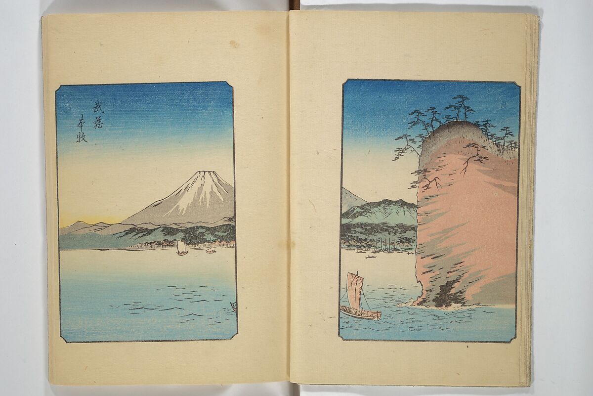 One Hundred Views of Mount Fuji (Fujimi hyakuzu) 富士見百図, Utagawa Hiroshige 歌川広重 (Japanese, Tokyo (Edo) 1797–1858 Tokyo (Edo)), Woodblock printed book; ink and color on paper, Japan
