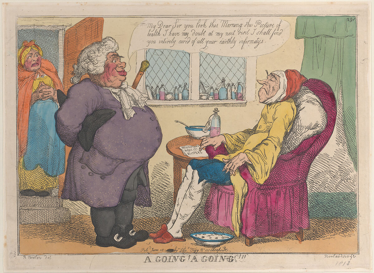 A Going! A Going!!!, Thomas Rowlandson (British, London 1757–1827 London), Hand-colored etching; reissue? 