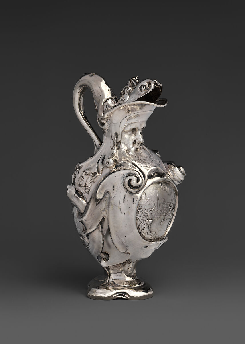 Ewer with scenes depicting the legend of Marcus Curtius, Adam van Vianen I (Dutch, Utrecht ca. 1568/69–1627 Utrecht), Silver, Dutch, Utrecht 