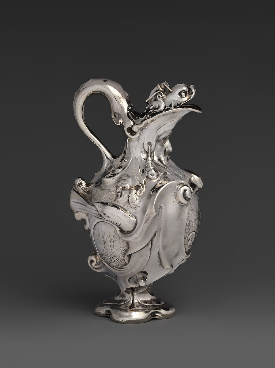 Ewer with scenes depicting the legend of Marcus Curtius, Adam van Vianen I (Dutch, Utrecht ca. 1568/69–1627 Utrecht), Silver, Dutch, Utrecht