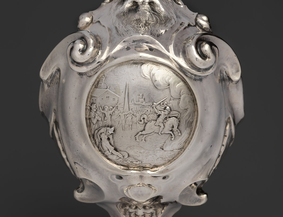 Ewer with scenes depicting the legend of Marcus Curtius, Adam van Vianen I (Dutch, Utrecht ca. 1568/69–1627 Utrecht), Silver, Dutch, Utrecht