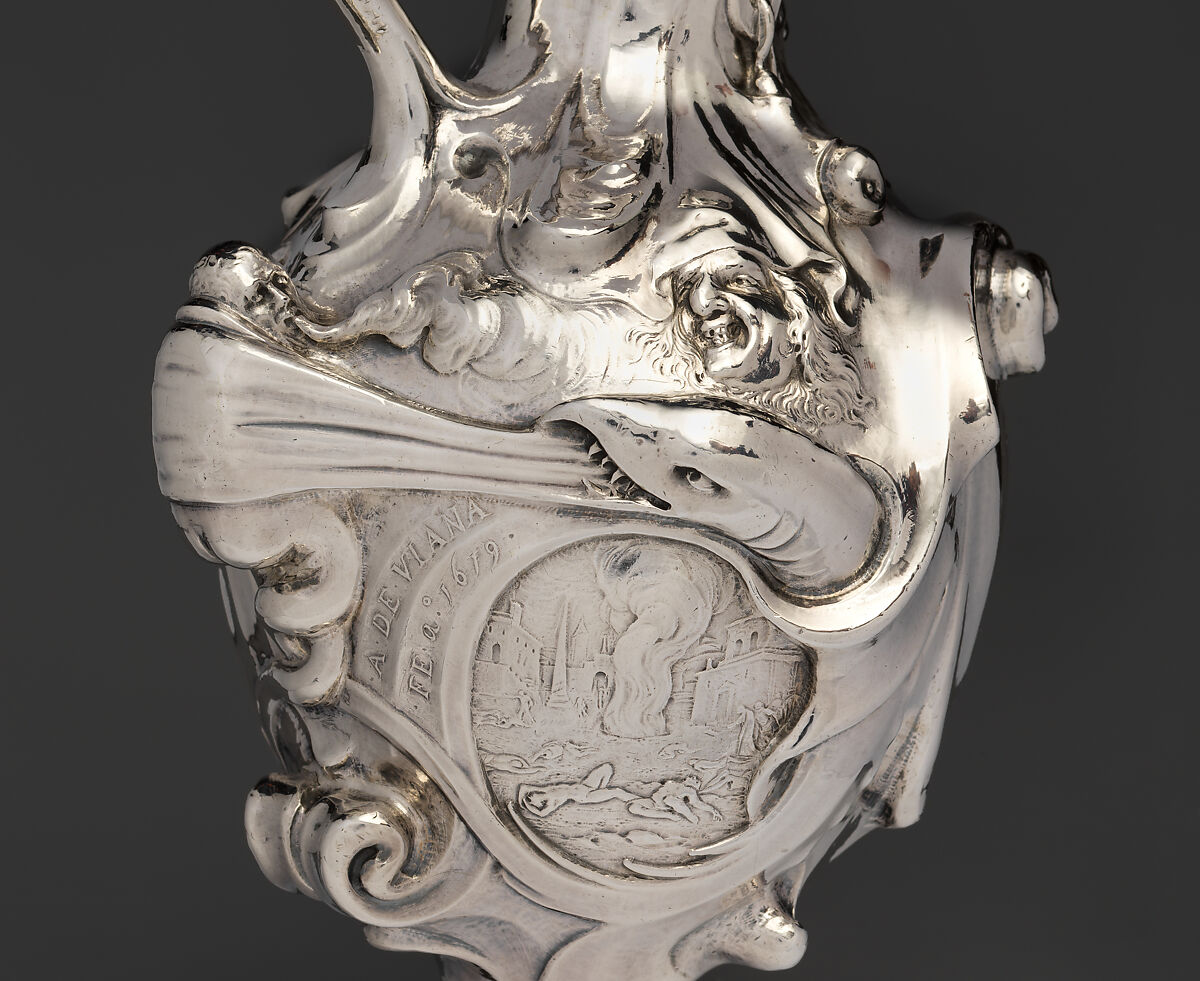 Ewer with scenes depicting the legend of Marcus Curtius, Adam van Vianen I (Dutch, Utrecht ca. 1568/69–1627 Utrecht), Silver, Dutch, Utrecht
