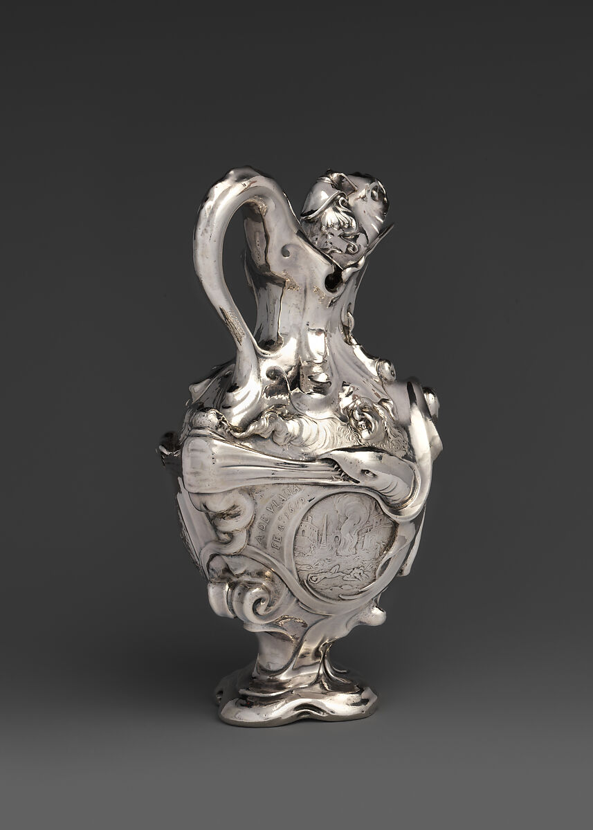 Ewer with scenes depicting the legend of Marcus Curtius, Adam van Vianen I (Dutch, Utrecht ca. 1568/69–1627 Utrecht), Silver, Dutch, Utrecht